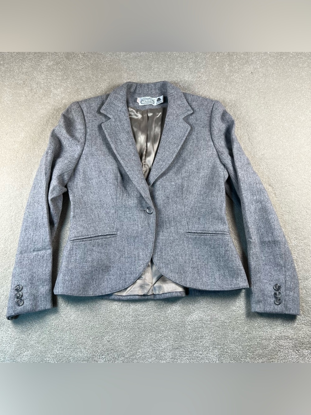 The Villager Wool Blazer Vintage Gray One Button Women's 10
